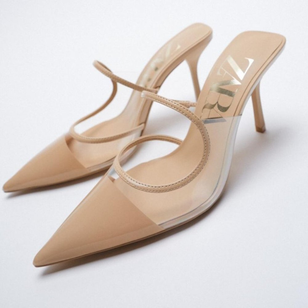 Zara Vinyl High Heels Beige